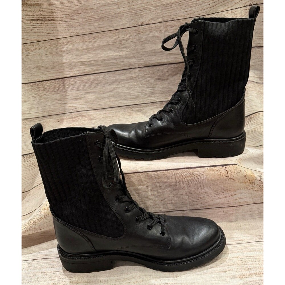 $249 Sam Edelman Lydell Combat Boot Black Leather/Knit Women’s Size 10 - Picture 4 of 10